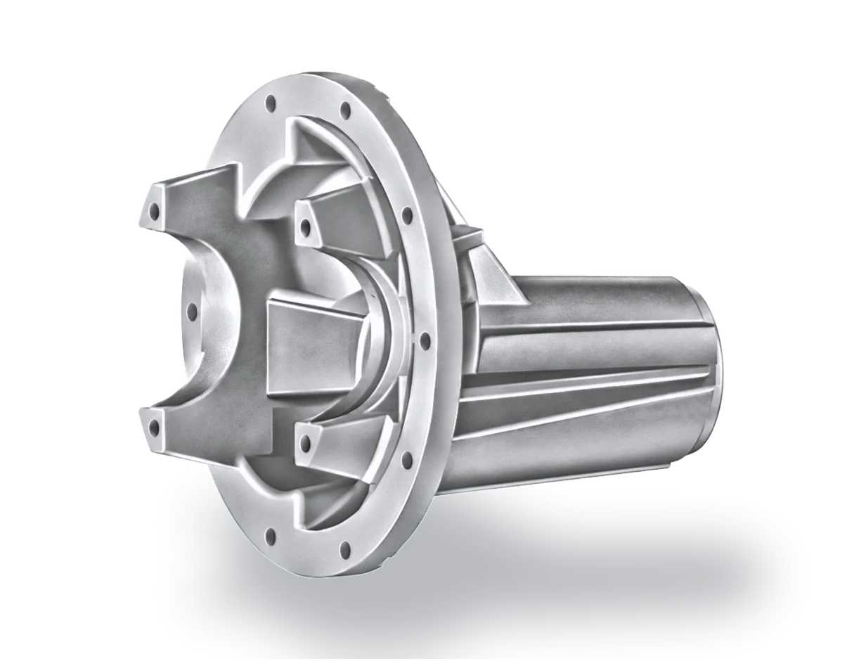 Aluminium flange housing with a cylindrical body for automotive use