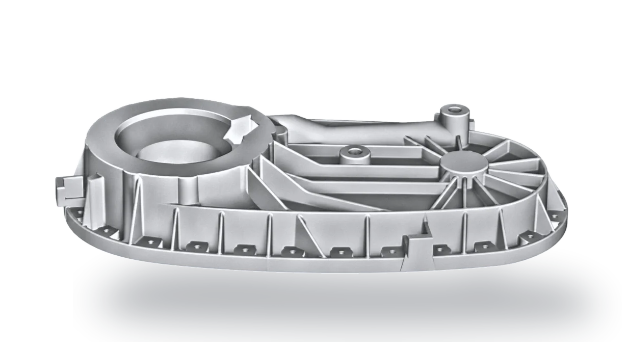 Low oval ribbed aluminium housing, side view