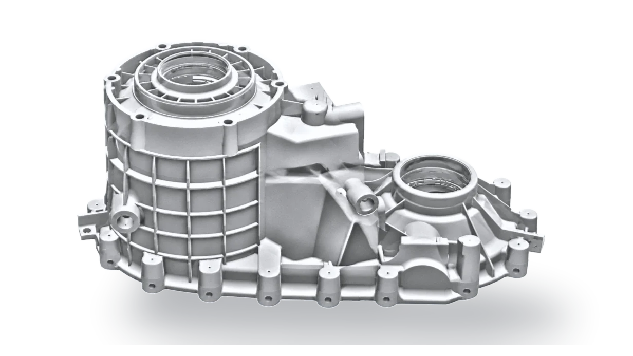 Ribbed aluminium housing with cast mounting lugs