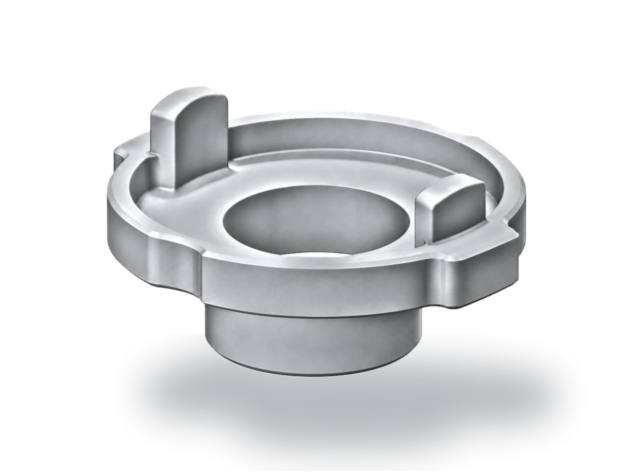 Flanged cylindrical casting component with a large central bore